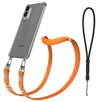 Samsung Galaxy S25 Edge MagSafe Hülle mit magnetischer Crossbody Handykette #farbe_orange-magsafe-funktion-ohne-magsafe