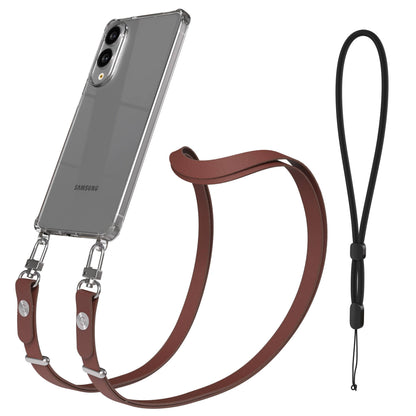 Samsung Galaxy S25 Edge MagSafe Hülle mit magnetischer Crossbody Handykette #farbe_braun-magsafe-funktion-ohne-magsafe