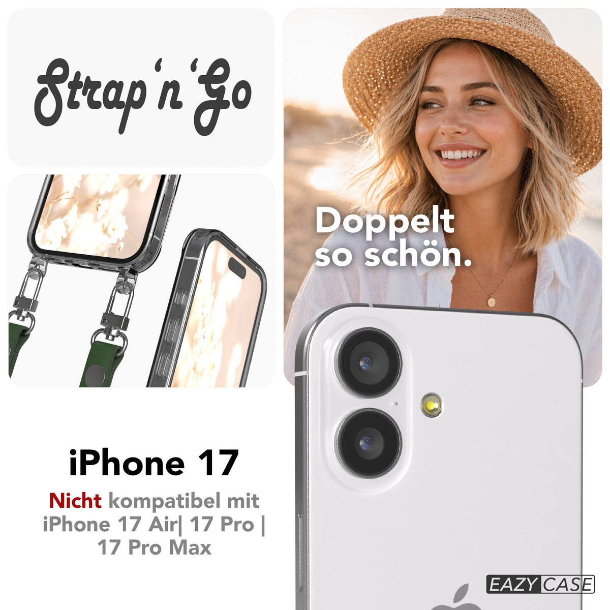Apple iPhone 17 MagSafe Hülle mit magnetischem Crossbody-Umhängeband Set #farbe_schwarz-magsafe-funktion-ohne-magsafe