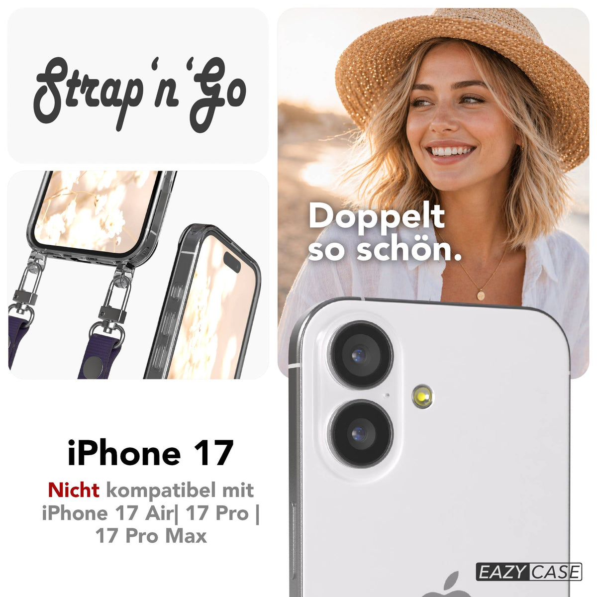 Apple iPhone 17 MagSafe Hülle mit magnetischem Crossbody-Umhängeband Set #farbe_grun-magsafe-funktion-ohne-magsafe