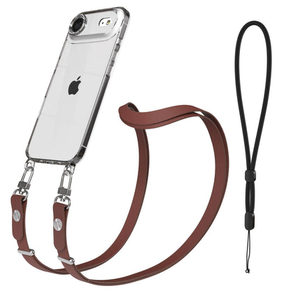 iPhone Air MagSafe Hülle mit magnetischem Crossbody-Umhängeband als Set #farbe_braun-magsafe-funktion-ohne-magsafe