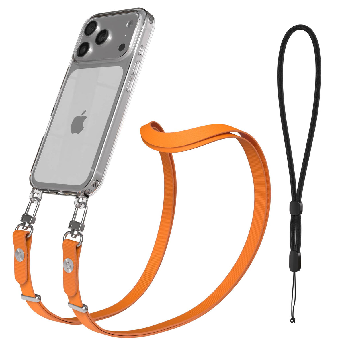 Apple iPhone 17 Pro MagSafe Hülle mit magnetischer Crossbody Handykette #farbe_orange-magsafe-funktion-ohne-magsafe