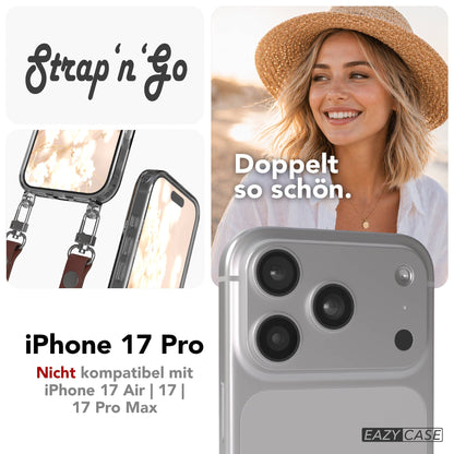 Apple iPhone 17 Pro MagSafe Hülle mit magnetischer Crossbody Handykette #farbe_braun-magsafe-funktion-ohne-magsafe