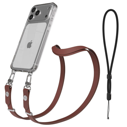 iPhone 17 Pro Max MagSafe Hülle mit magnetischem Crossbody-Umhängeband #farbe_braun-magsafe-funktion-ohne-magsafe