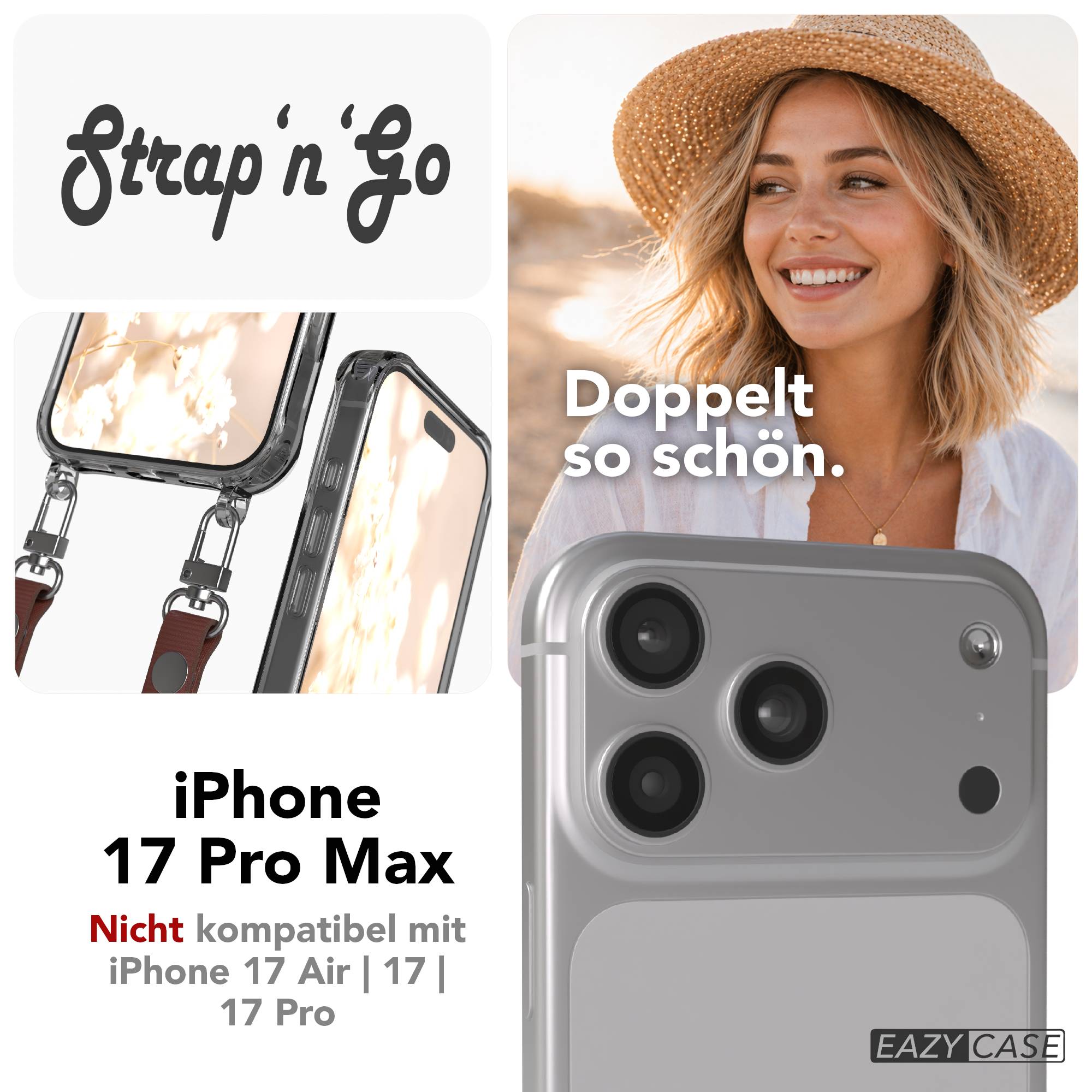iPhone 17 Pro Max MagSafe Hülle mit magnetischem Crossbody-Umhängeband #farbe_braun-magsafe-funktion-ohne-magsafe