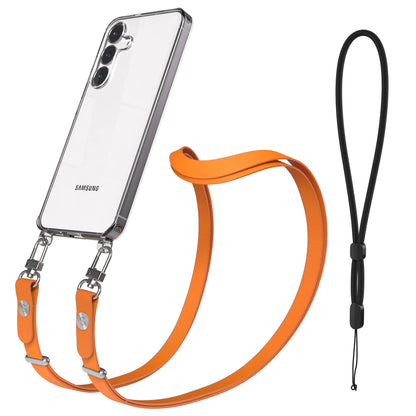 Samsung Galaxy S25 FE MagSafe Hülle mit magnetischer Crossbody Handykette #farbe_orange-magsafe-funktion-ohne-magsafe