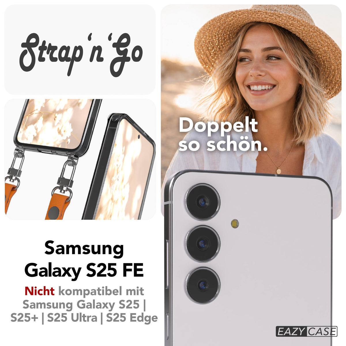Samsung Galaxy S25 FE MagSafe Hülle mit magnetischer Crossbody Handykette #farbe_orange-magsafe-funktion-ohne-magsafe