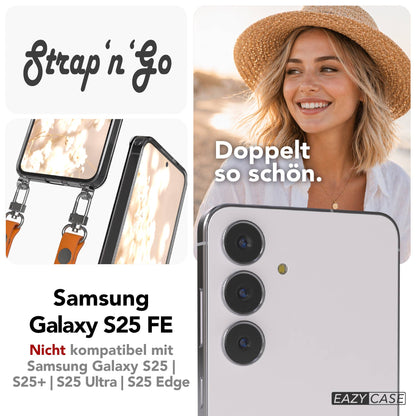 Samsung Galaxy S25 FE MagSafe Hülle mit magnetischer Crossbody Handykette #farbe_orange-magsafe-funktion-ohne-magsafe