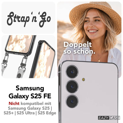 Samsung Galaxy S25 FE MagSafe Hülle mit magnetischer Crossbody Handykette #farbe_grau-magsafe-funktion-ohne-magsafe