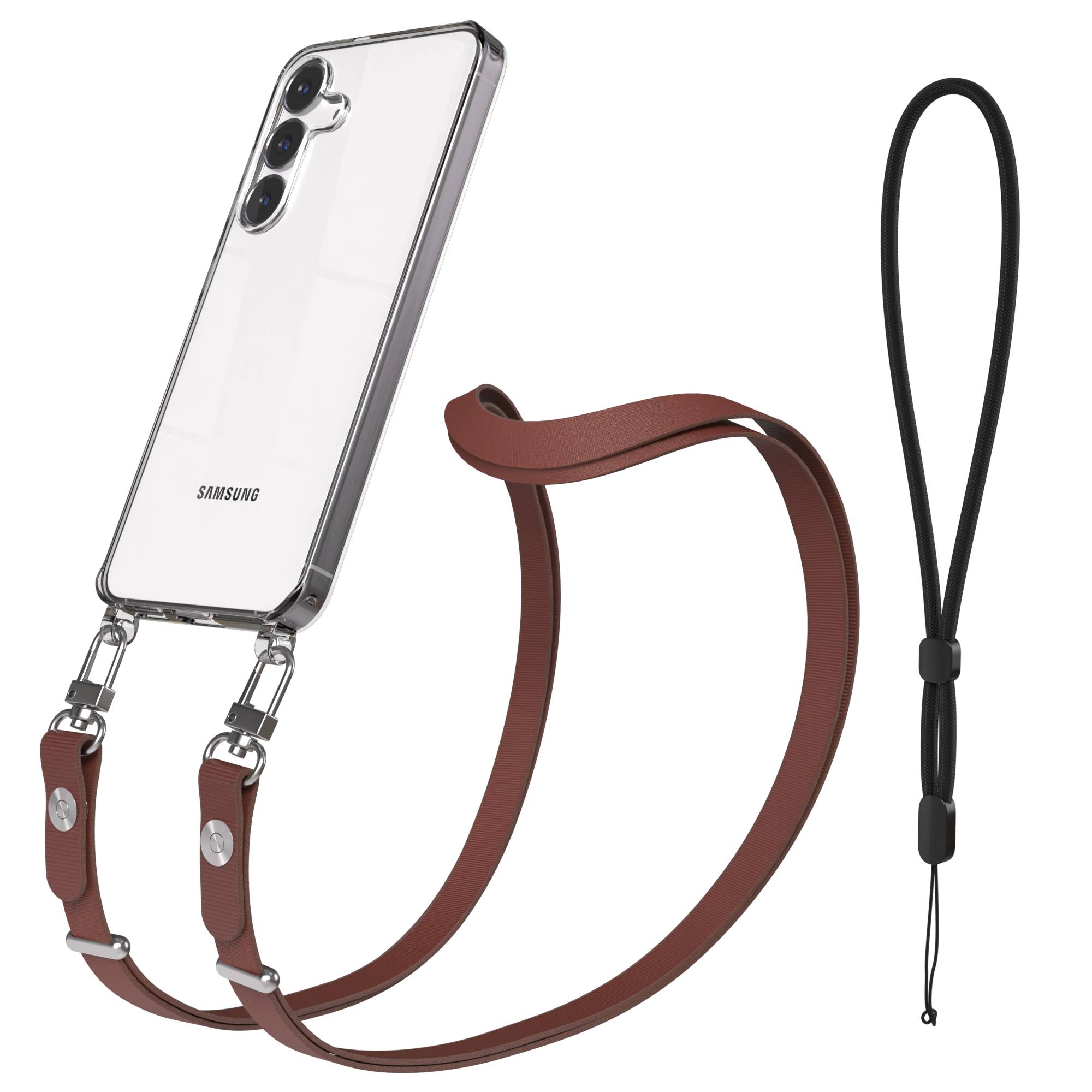 Samsung Galaxy S25 FE MagSafe Hülle mit magnetischer Crossbody Handykette #farbe_braun-magsafe-funktion-ohne-magsafe