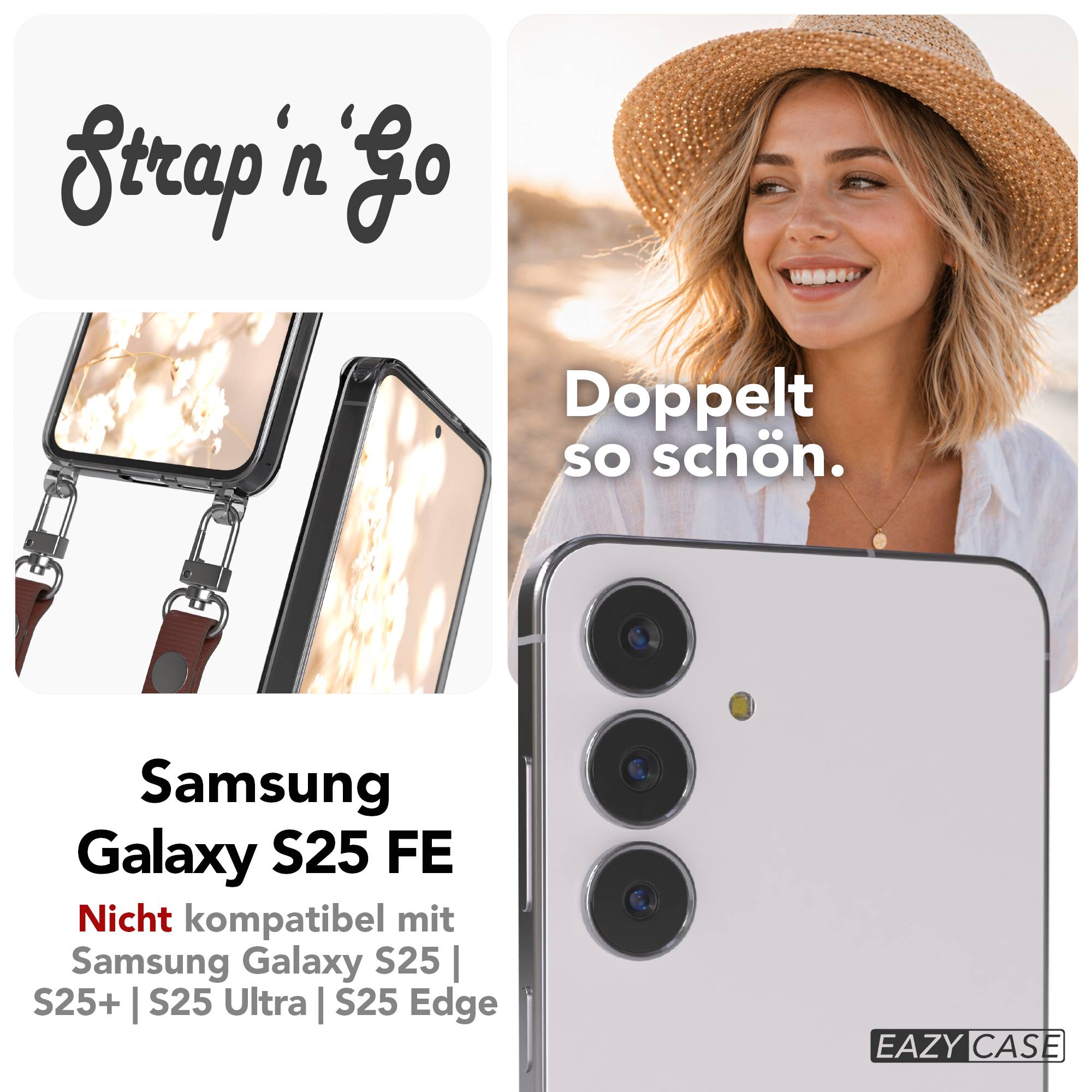 Samsung Galaxy S25 FE MagSafe Hülle mit magnetischer Crossbody Handykette #farbe_braun-magsafe-funktion-ohne-magsafe