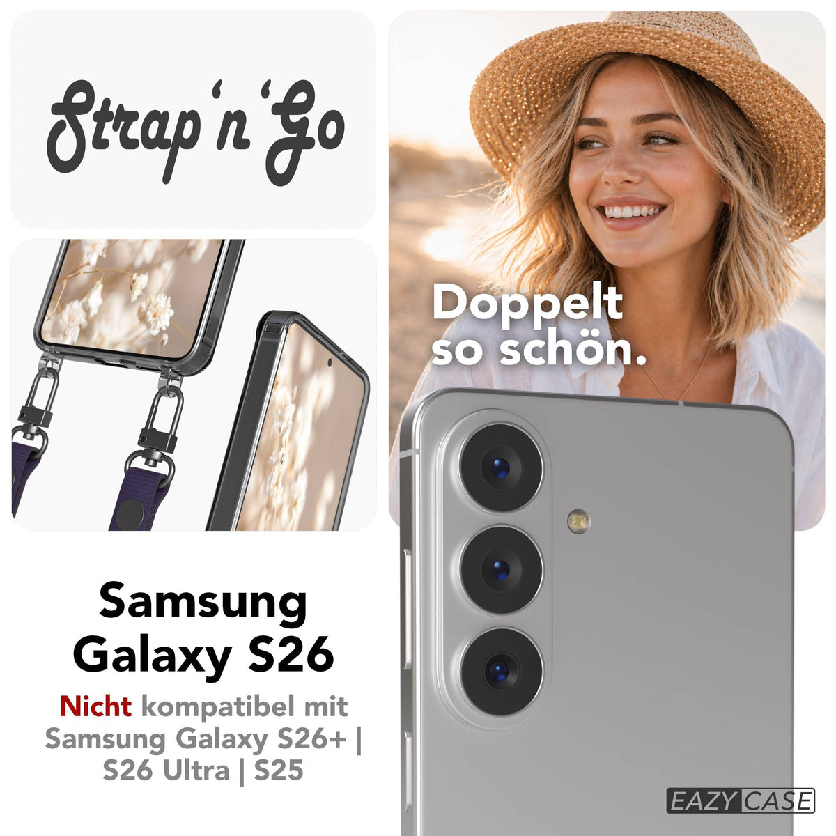 Samsung Galaxy S26 MagSafe Schutzhülle mit magnetischer Crossbody Handykette #farbe_lila-magsafe-funktion-ohne-magsafe