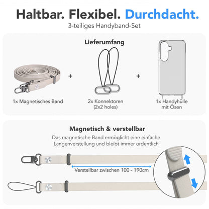 Samsung Galaxy S26 MagSafe Schutzhülle mit magnetischer Crossbody Handykette #farbe_taupe-magsafe-funktion-mit-magsafe