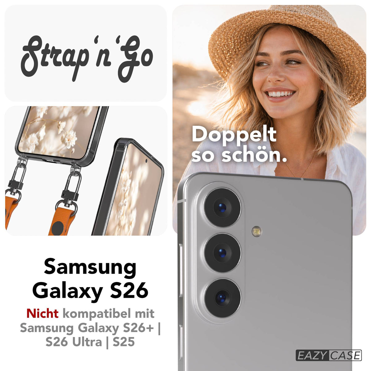 Samsung Galaxy S26 MagSafe Schutzhülle mit magnetischer Crossbody Handykette #farbe_orange-magsafe-funktion-ohne-magsafe