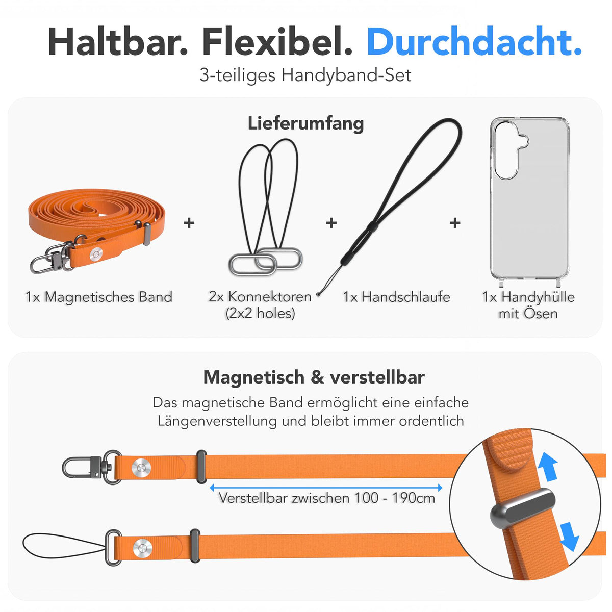 Samsung Galaxy S26 MagSafe Schutzhülle mit magnetischer Crossbody Handykette #farbe_orange-magsafe-funktion-ohne-magsafe