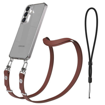 Samsung Galaxy S26 MagSafe Schutzhülle mit magnetischer Crossbody Handykette #farbe_braun-magsafe-funktion-ohne-magsafe