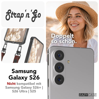 Samsung Galaxy S26 MagSafe Schutzhülle mit magnetischer Crossbody Handykette #farbe_braun-magsafe-funktion-ohne-magsafe
