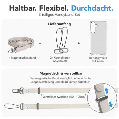 Samsung Galaxy S26 Plus MagSafe Schutzhülle mit magnetischer Crossbody-Handykette #farbe_taupe-magsafe-funktion-mit-magsafe
