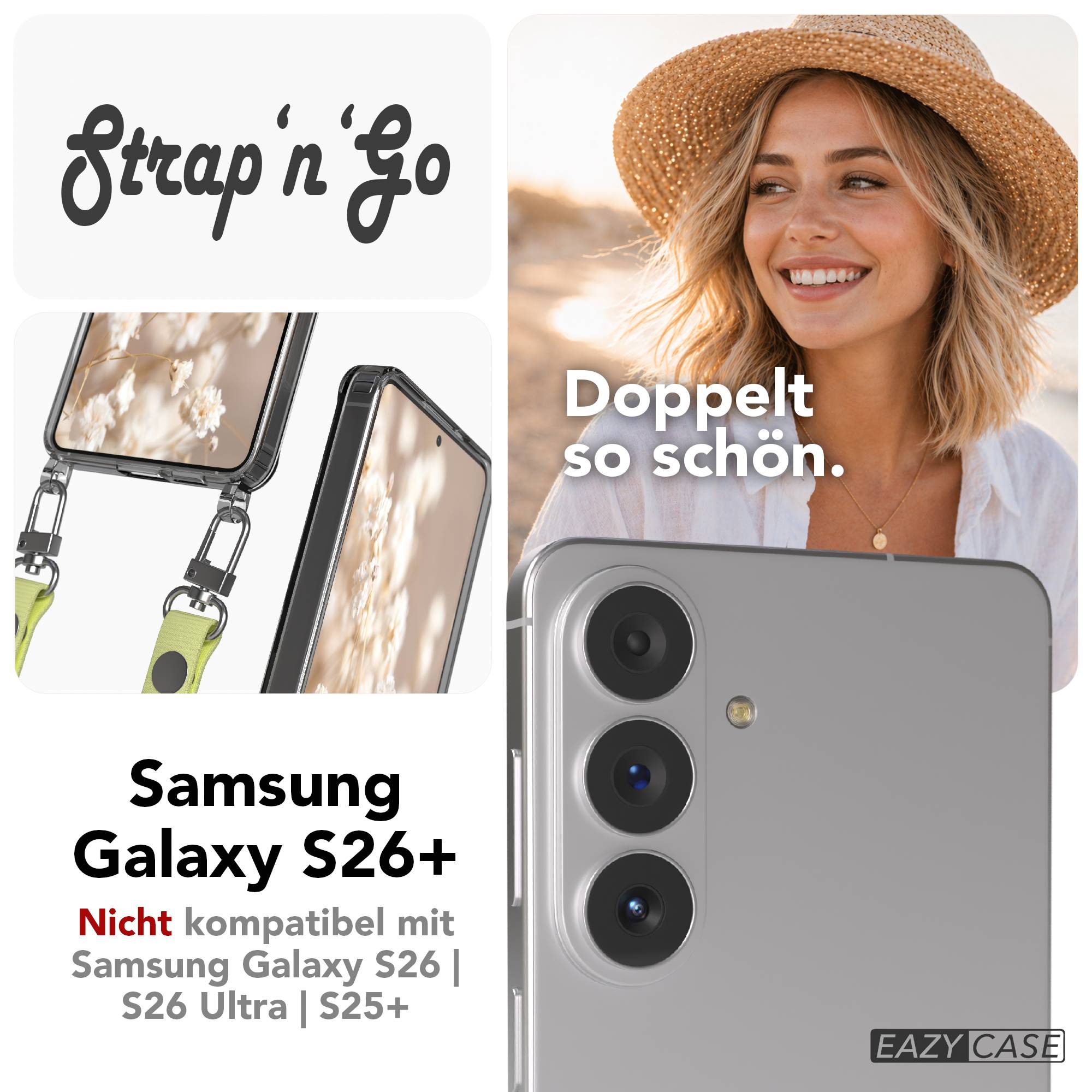 Samsung Galaxy S26 Plus MagSafe Schutzhülle mit magnetischer Crossbody-Handykette #farbe_gelb-magsafe-funktion-ohne-magsafe