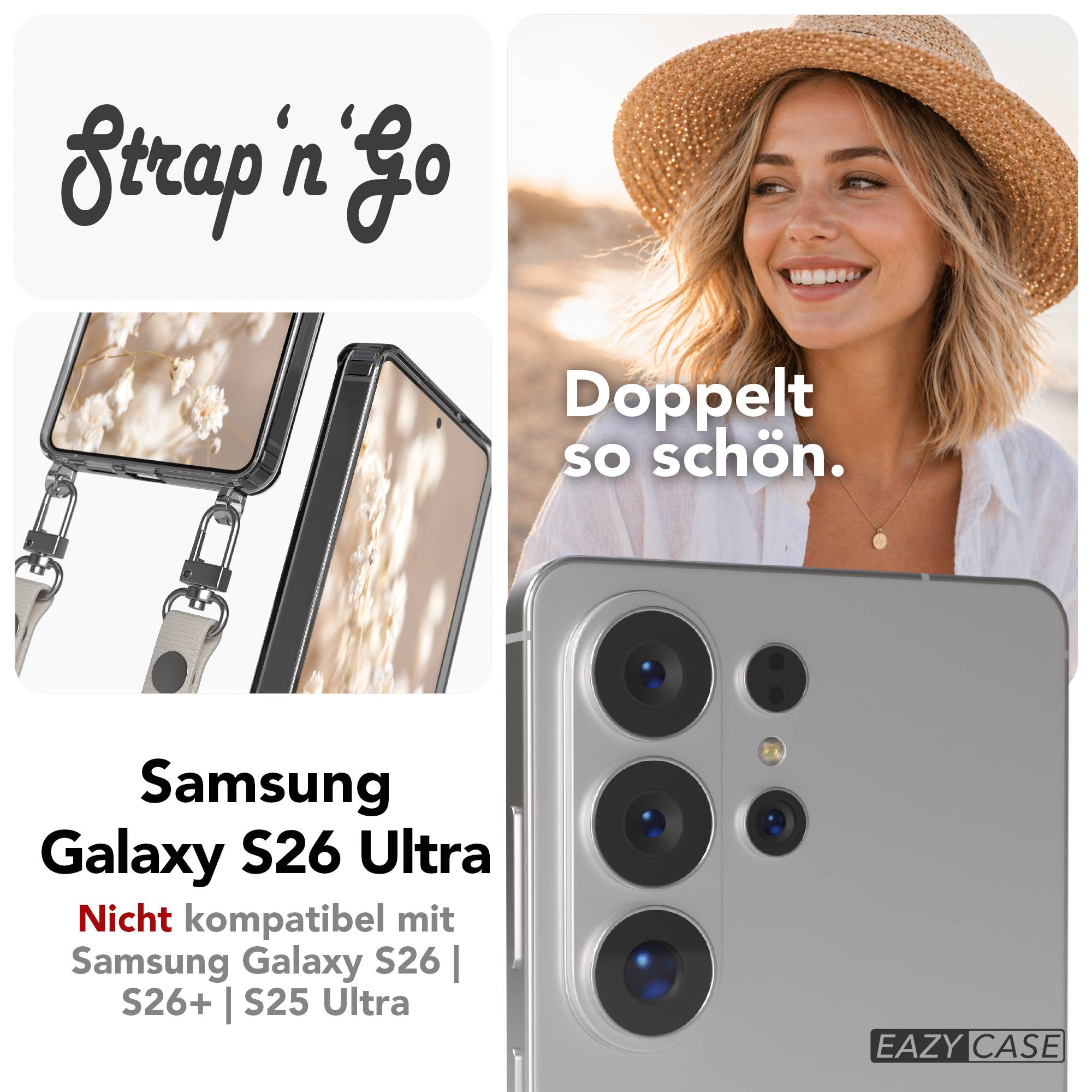Samsung Galaxy S26 Ultra MagSafe Hülle mit magnetischer Crossbody Handykette #farbe_taupe-magsafe-funktion-mit-magsafe