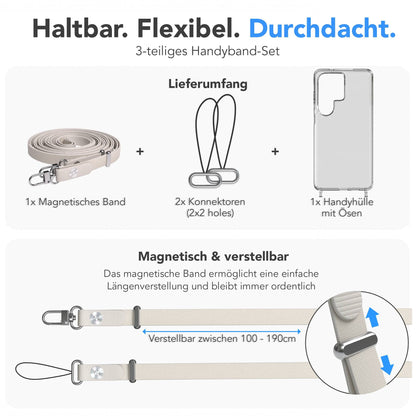 Samsung Galaxy S26 Ultra MagSafe Hülle mit magnetischer Crossbody Handykette #farbe_taupe-magsafe-funktion-mit-magsafe