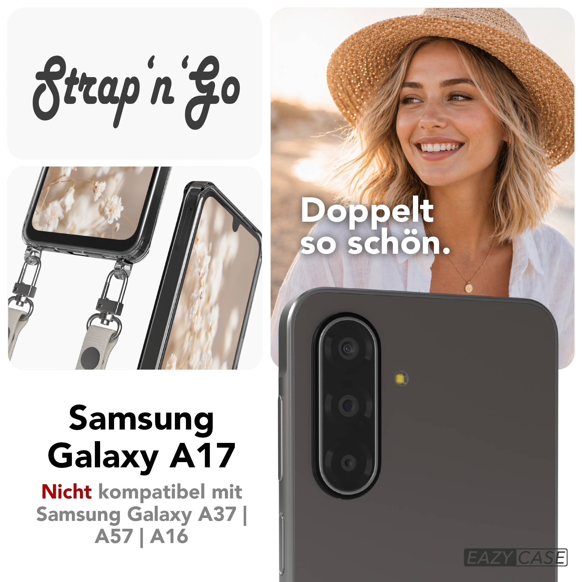 Samsung Galaxy A17 MagSafe Hülle mit magnetischer Crossbody Handykette #farbe_taupe-magsafe-funktion-mit-magsafe