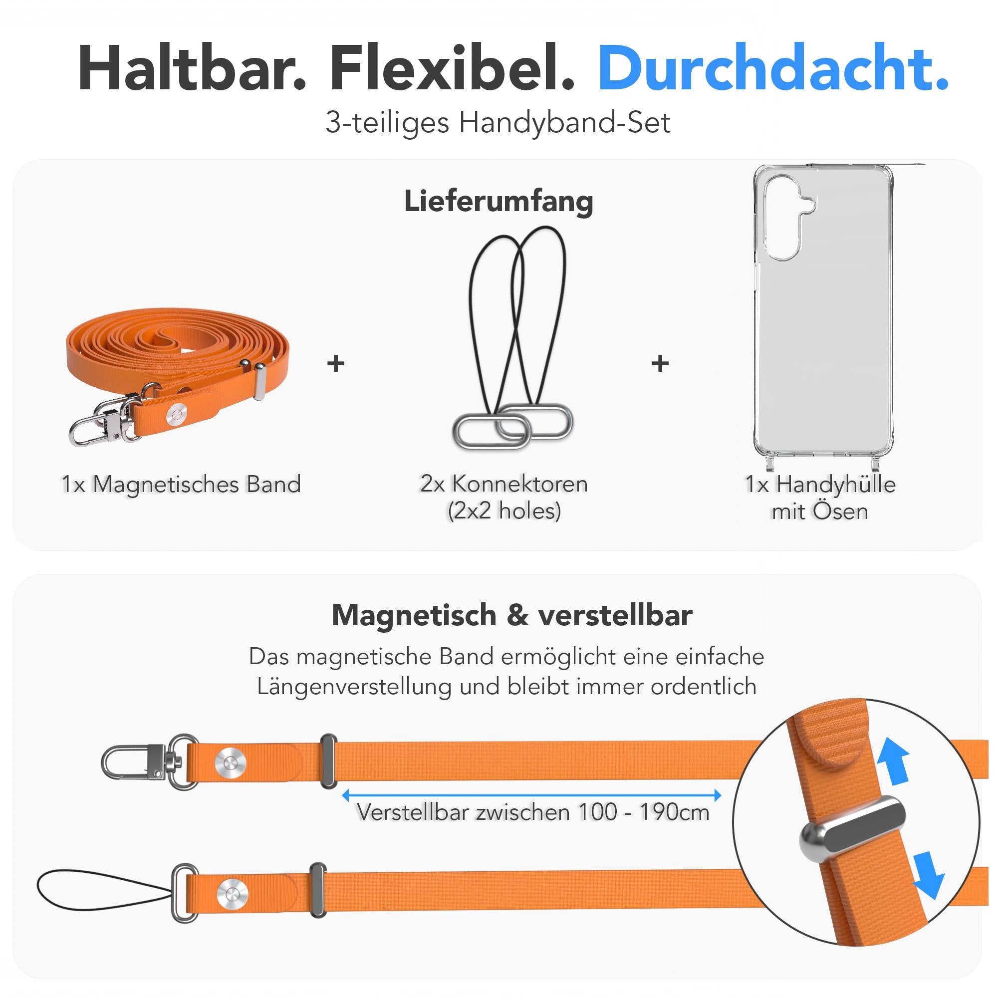 Samsung Galaxy A17 MagSafe Hülle mit magnetischer Crossbody Handykette #farbe_orange-magsafe-funktion-mit-magsafe