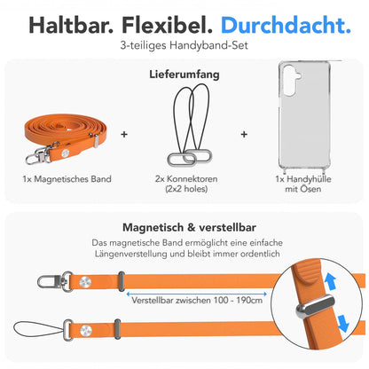 Samsung Galaxy A17 MagSafe Hülle mit magnetischer Crossbody Handykette #farbe_orange-magsafe-funktion-mit-magsafe