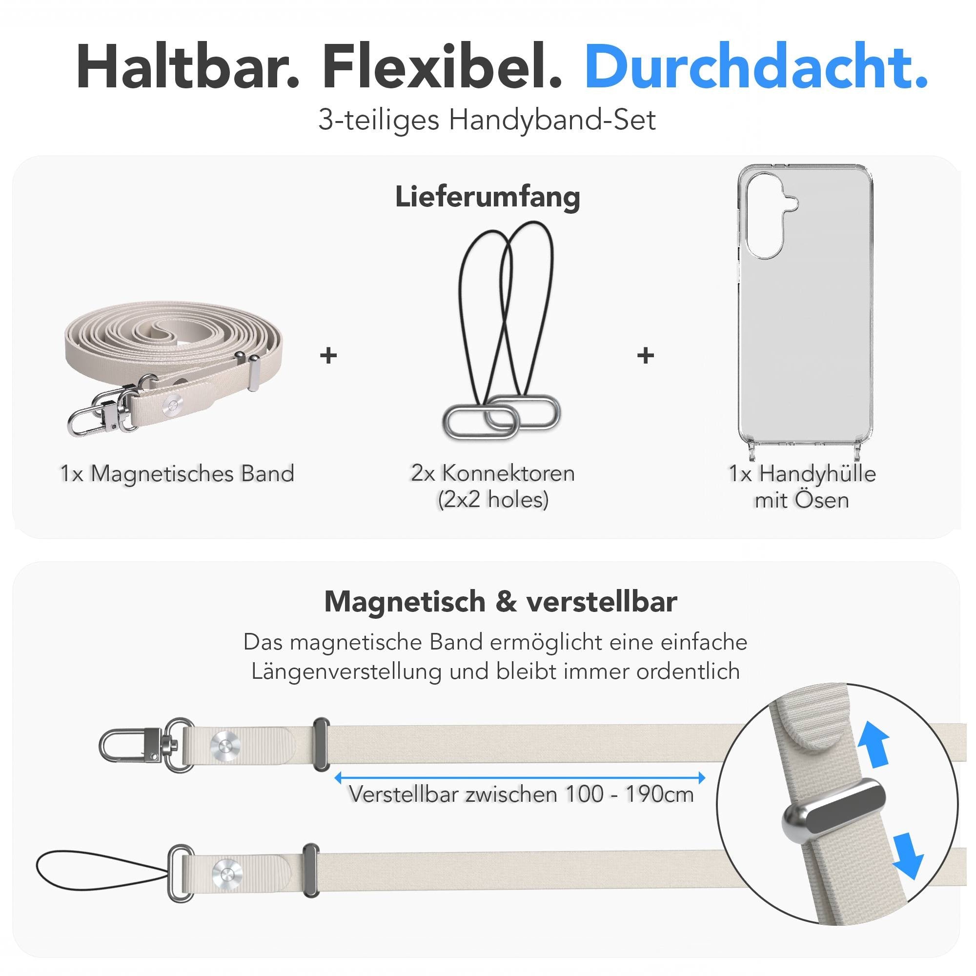 Samsung Galaxy A37 MagSafe Schutzhülle mit magnetischer Crossbody Handykette #farbe_taupe-magsafe-funktion-mit-magsafe