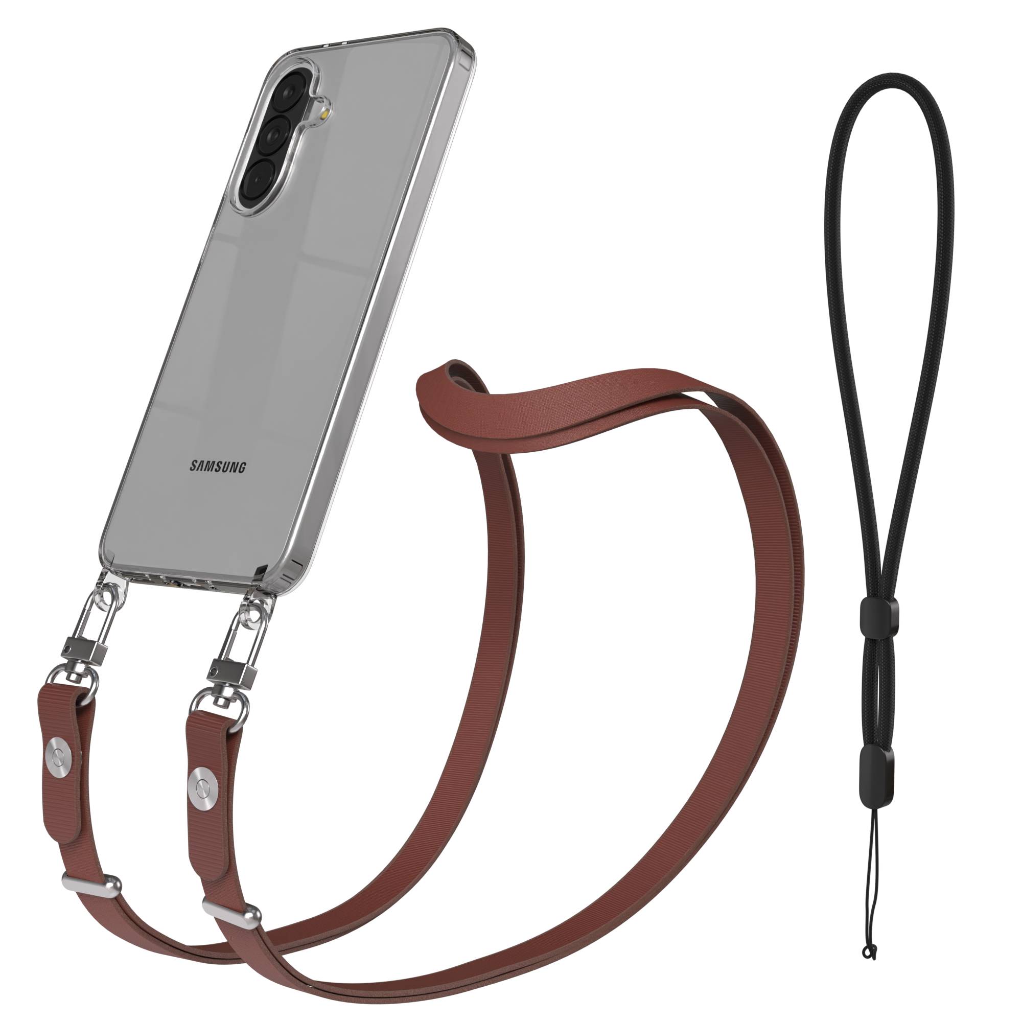 Samsung Galaxy A37 MagSafe Schutzhülle mit magnetischer Crossbody Handykette #farbe_braun-magsafe-funktion-ohne-magsafe