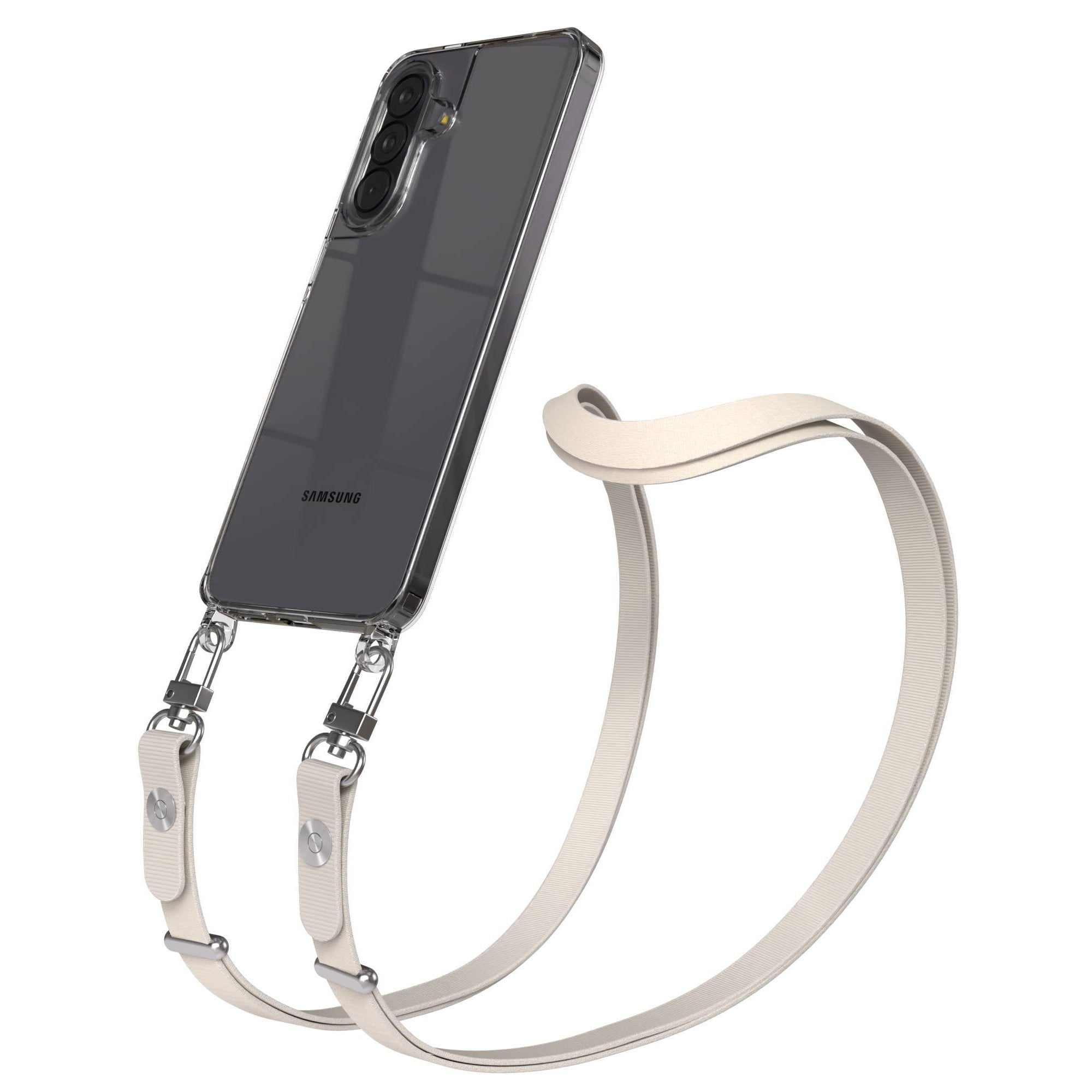 Samsung Galaxy A57 MagSafe Schutzhülle mit magnetischer Crossbody Handykette #farbe_taupe-magsafe-funktion-mit-magsafe