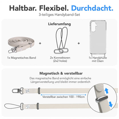 Samsung Galaxy A57 MagSafe Schutzhülle mit magnetischer Crossbody Handykette #farbe_taupe-magsafe-funktion-mit-magsafe