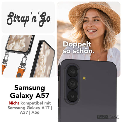 Samsung Galaxy A57 MagSafe Schutzhülle mit magnetischer Crossbody Handykette #farbe_orange-magsafe-funktion-ohne-magsafe
