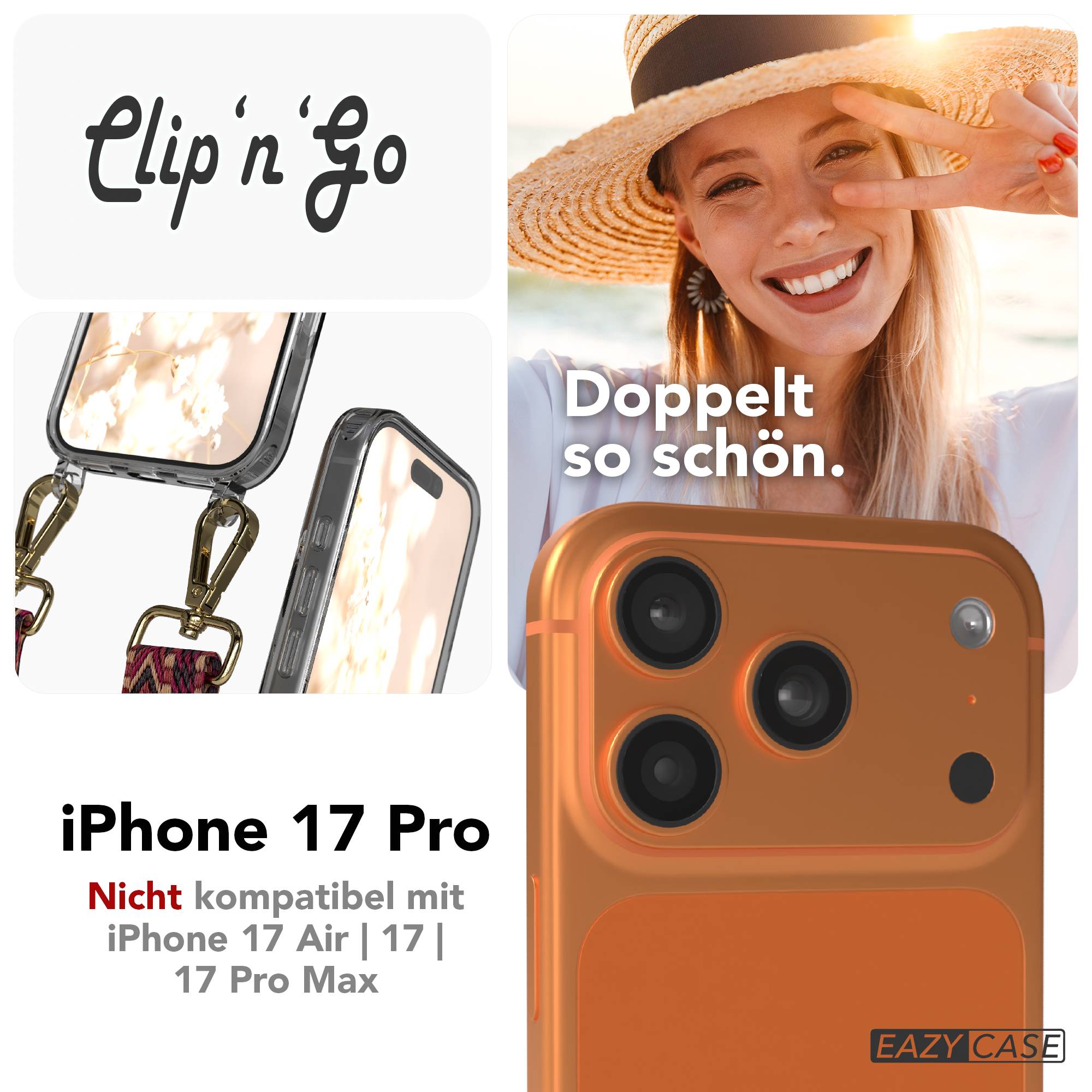 Apple iPhone 17 Pro MagSafe Hülle mit verstellbarem Boho Umhängeband 