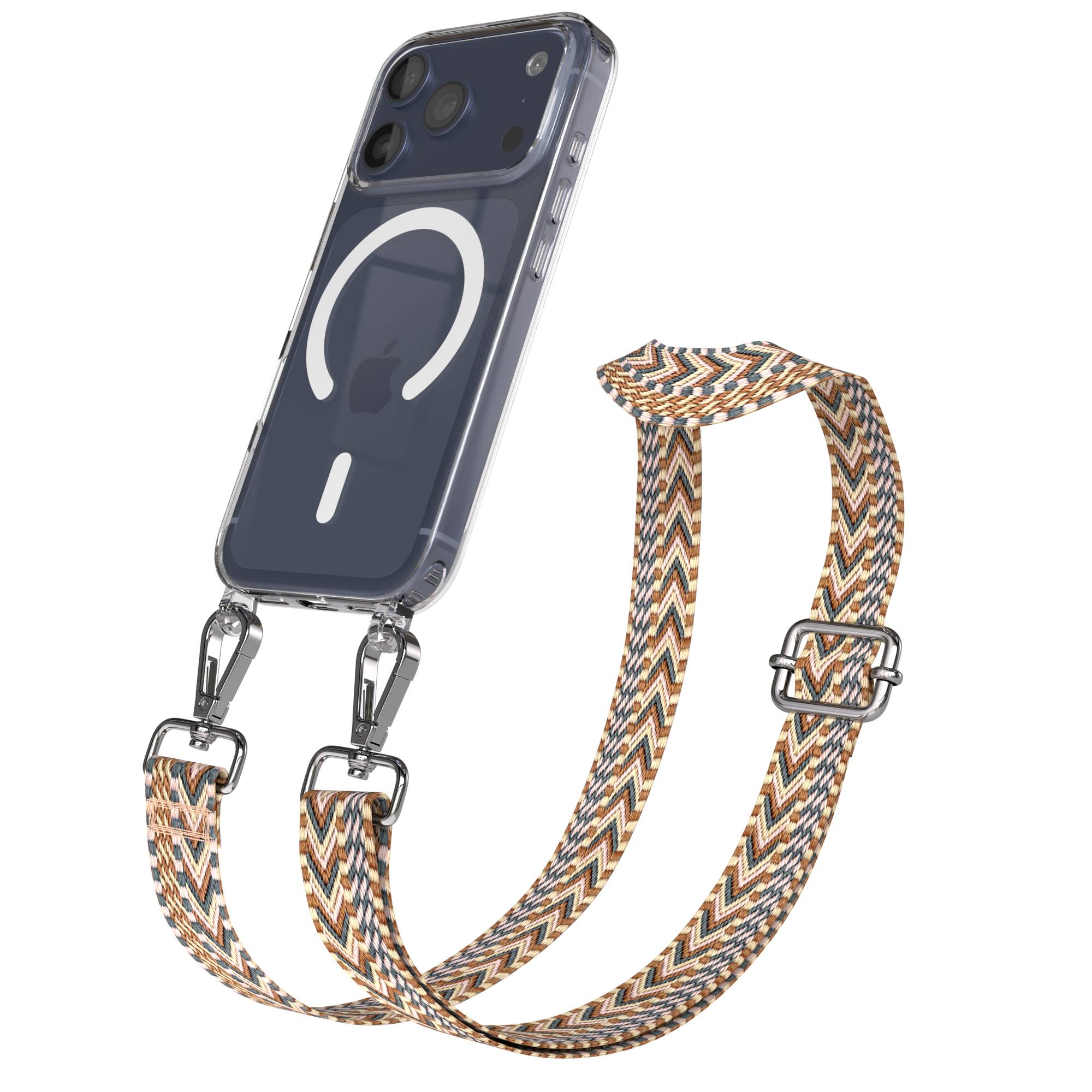 Apple iPhone 17 Pro MagSafe Hülle mit verstellbarem Boho Umhängeband 