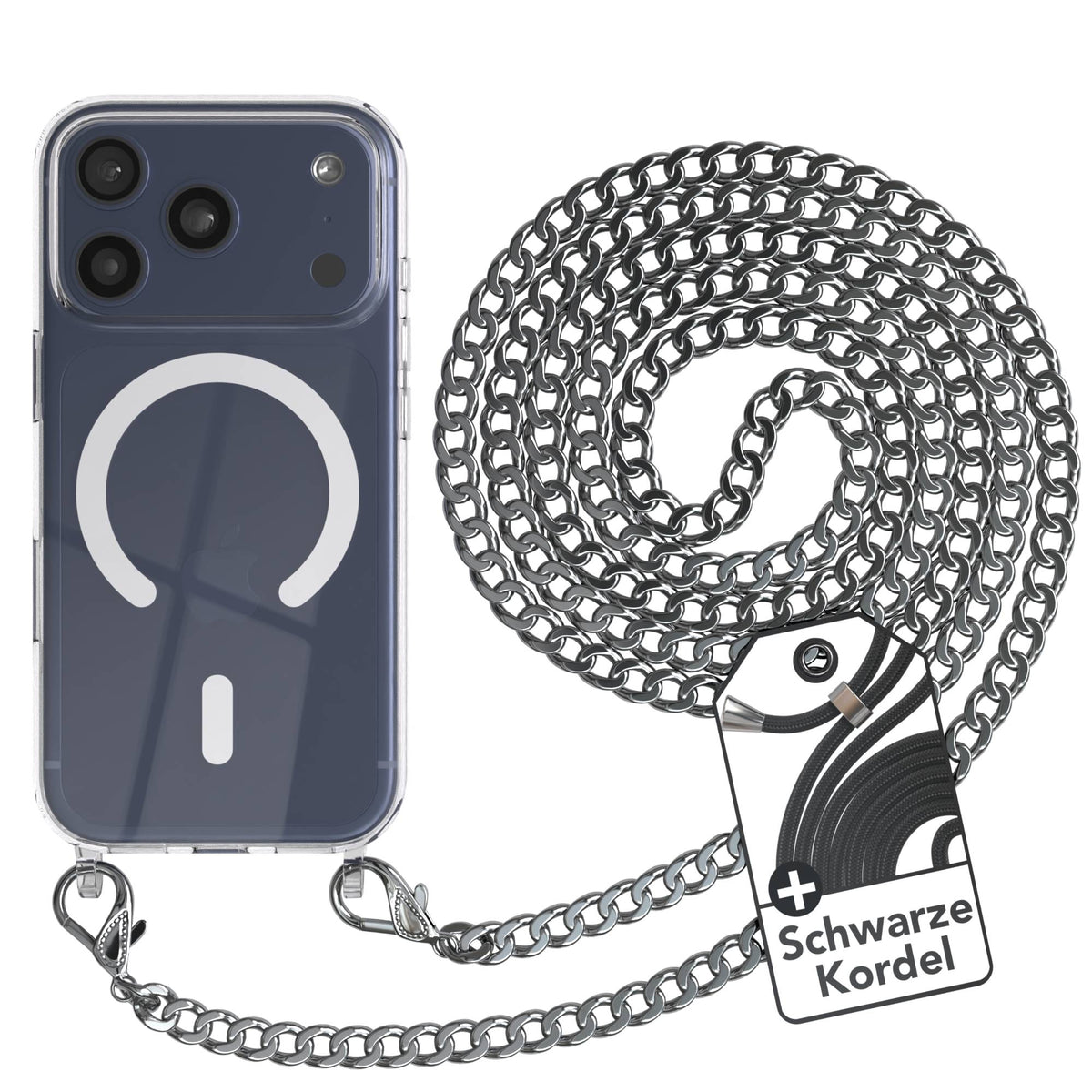 Apple iPhone 17 Pro Handykette Hülle mit Metallkette und Kordel MagSafe 