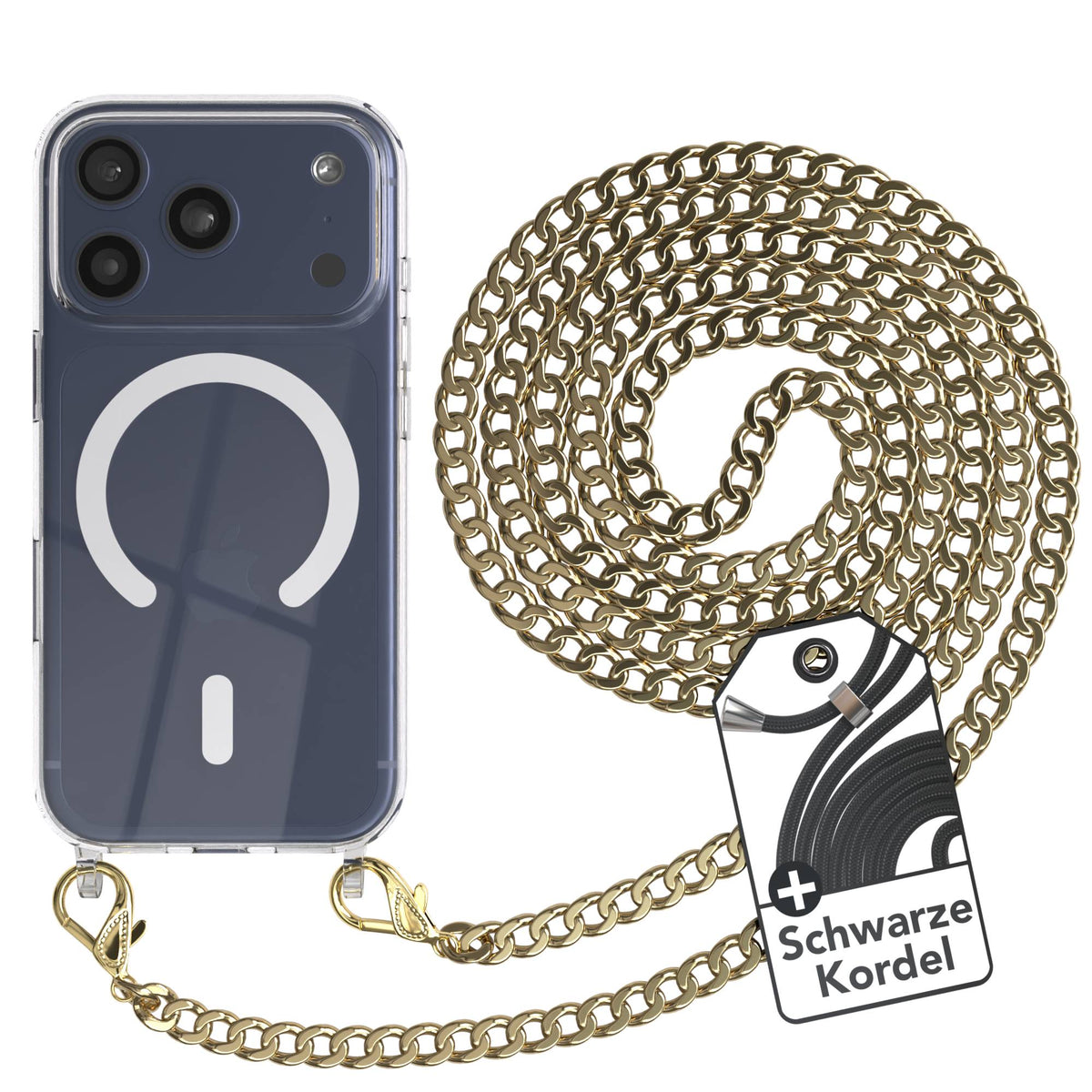 Apple iPhone 17 Pro Handykette Hülle mit Metallkette und Kordel MagSafe 