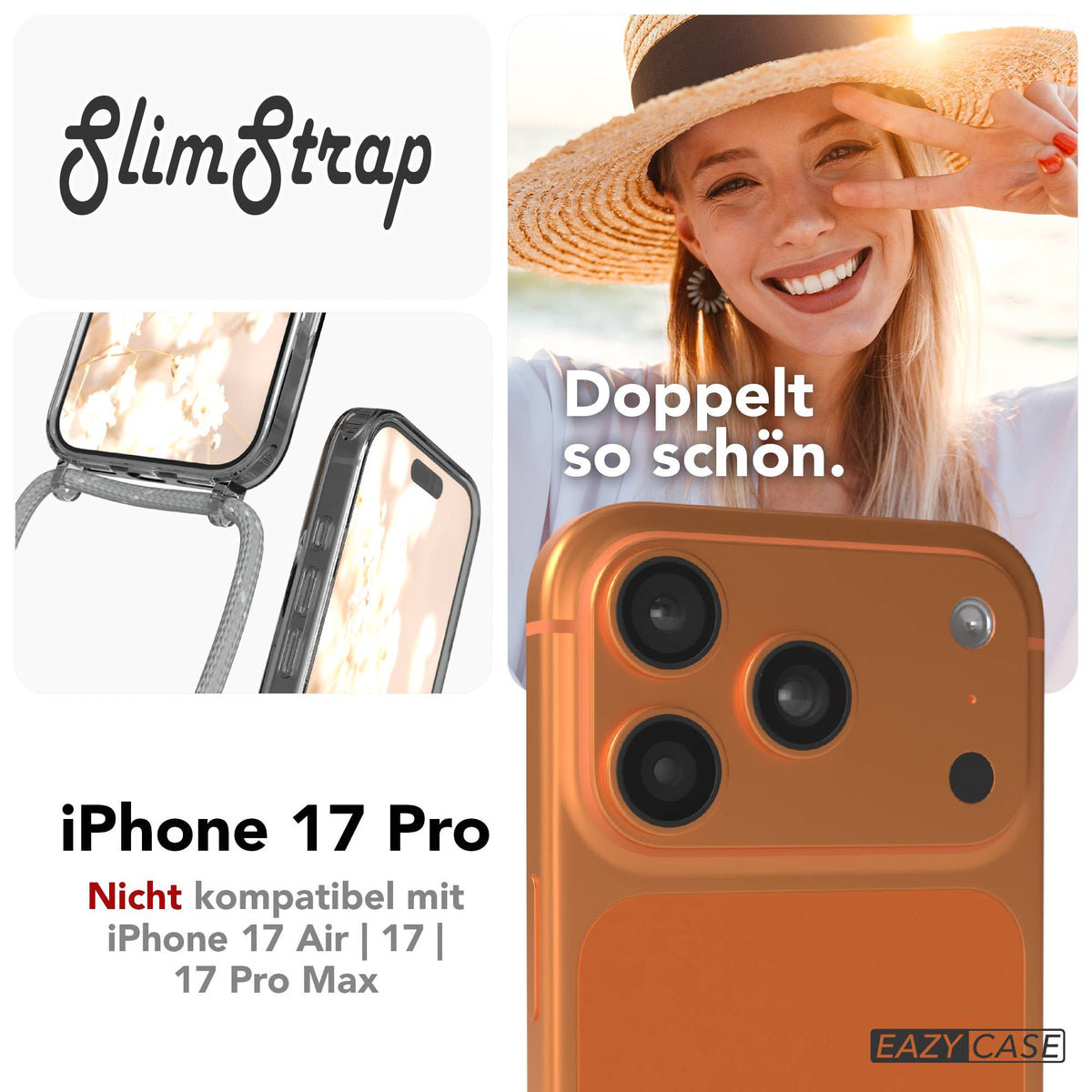 Apple iPhone 17 Pro transparente MagSafe Schutzhülle mit verstellbarer Handykette 