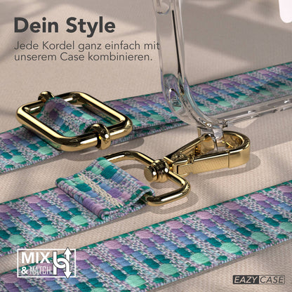 iPhone 17 Pro Max MagSafe Hülle mit verstellbarer Handykette im Boho-Design #farbe_einhorn-metallfarbe-gold