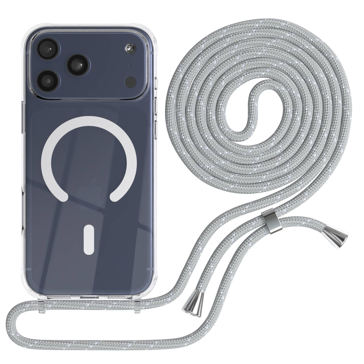 Transparente iPhone 17 Pro Max Schutzhülle mit verstellbarer Handykette und MagSafe 