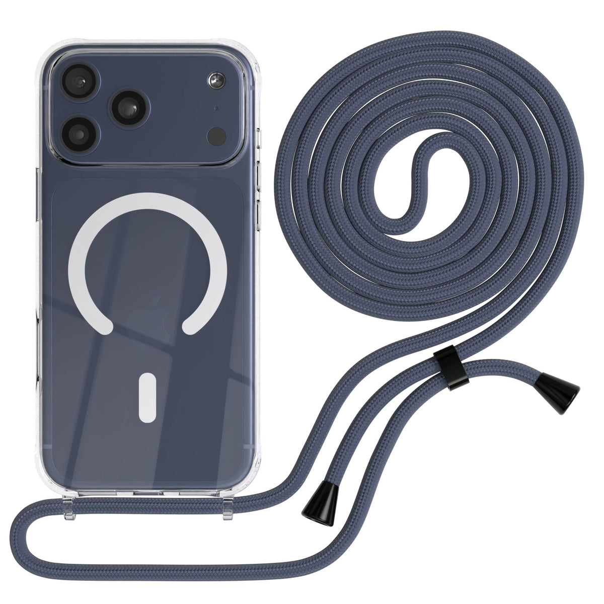 Transparente iPhone 17 Pro Max Schutzhülle mit verstellbarer Handykette und MagSafe 