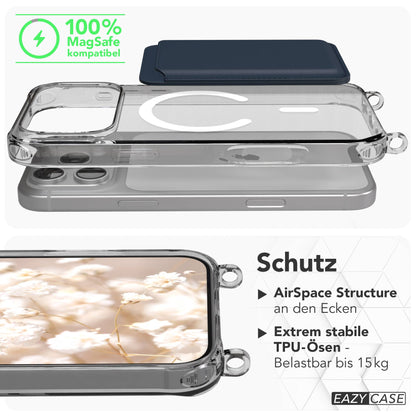 Transparente iPhone 17 Pro Max Schutzhülle mit verstellbarer Handykette und MagSafe 