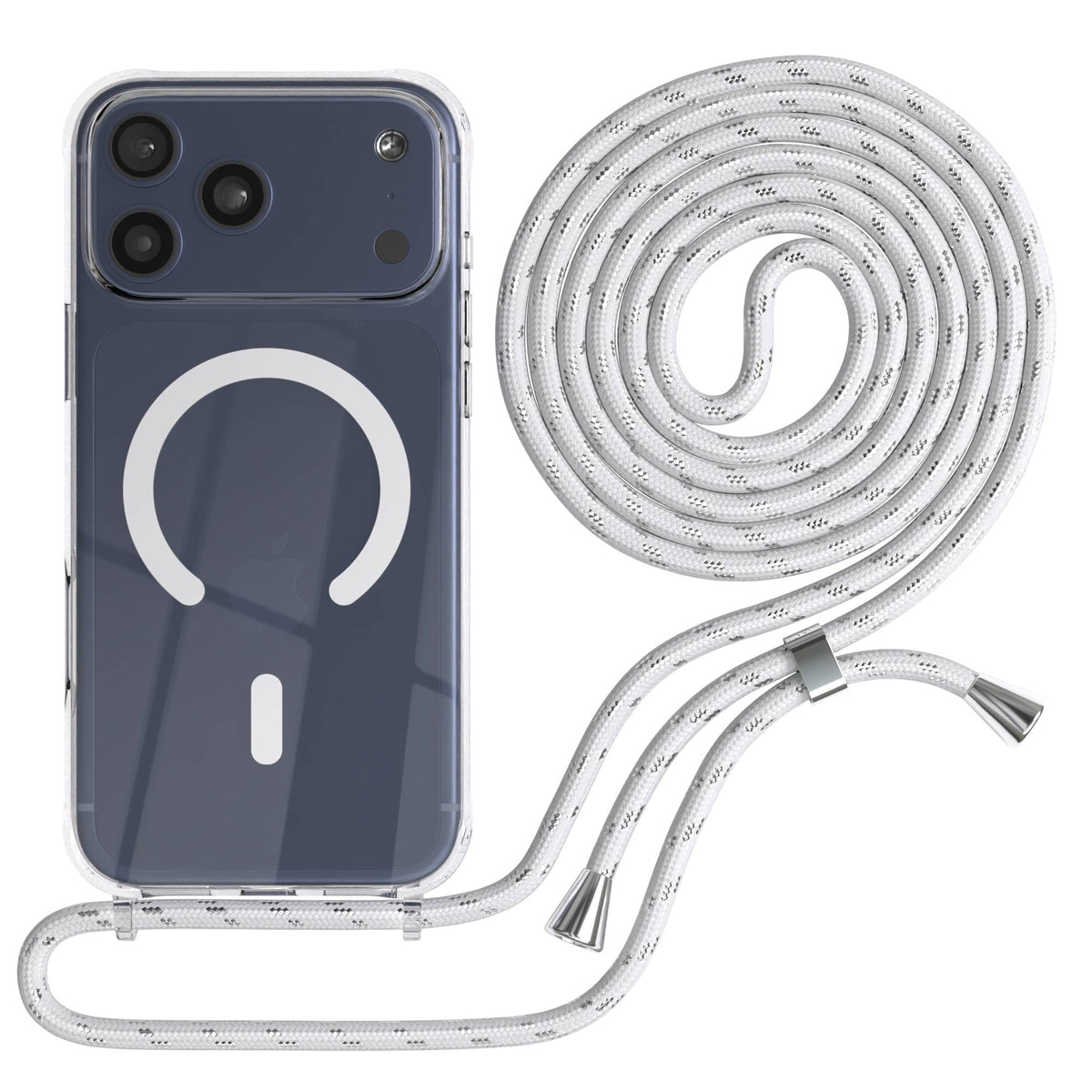 Transparente iPhone 17 Pro Max Schutzhülle mit verstellbarer Handykette und MagSafe 