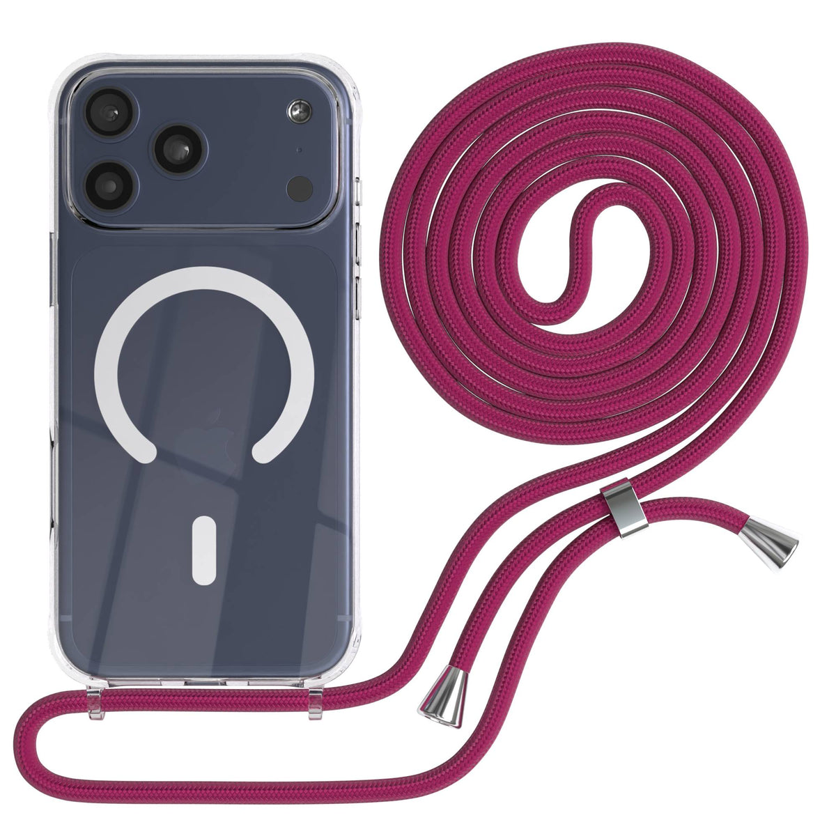 Transparente iPhone 17 Pro Max Schutzhülle mit verstellbarer Handykette und MagSafe 